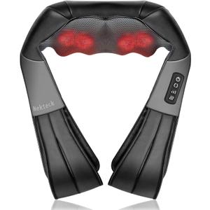 Shiatsu Neck and Back Massager with Soothing Heat, Nekteck Electric Deep Tissue 3D Kneading Massage Pillow for Shoulder, Leg, Body Muscle Pain Relief, Home, Office, and Car Use (Black)