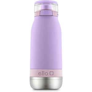Ello Emma 14oz Vacuum Insulated Stainless Steel Kids Water Bottle with Straw and Built-in Carrying Handle and Leak-Proof Locking Lid for School Backpack, Lunchbox and Outdoor Sports (Lilac/Cashmere Pink)