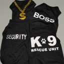 4-Pack Dog Clothes for Small Dogs Black Security Dog Shirt Soft Chihuahua Clothes Cute Male Puppy Clothes Pet Clothing for Small Dog Boy XXS