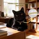 Gold Cat Chain Collar with Removable Bell,Adjustable Cuban Link Metal Necklace, Cute Pet Jewelry for Cats & Small Dogs