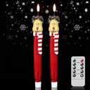 Christmas Flameless Taper Candles, Christmas Deer LED Taper Candles with Timer, 2 Pcs Christmas Deer LED Flameless Candlesticks with 3D Flame for Home Decor(0.79 x 11.4)