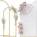 Metal Arch Backdrop Stand and Cover Set, 7.2FT, 6.6FT, 6FT Wedding Arch Frame, Easy to Assemble, Gold Arch Stand for Birthday, Party, Baby Shower, Graduation Ceremony (White)
