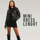 Womens Long Sleeve Mini Dress - Sexy Black Ribbed Bodycon - Short, Longsleeve, Fitted, Basic Dresses (Black, XS)