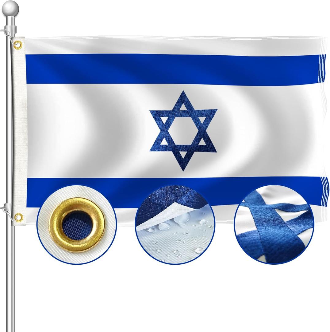 BENIX Israeli Flag 3x5ft, Durable 210D Nylon Israeli Flag for Outdoor Display, Vivid Colors, Fade-Resistant, Heavy-Duty with Brass Grommets