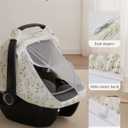 Blissful Diary Baby Car Seat Cover, Extra Large Mesh Window, Breathable Muslin Cotton, Infant Windproof Canopy, Must-Have Baby Gift - Botanical Leaf