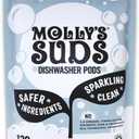 Molly's Suds Dishwasher Pods | Clean Dishwasher Detergent, Cuts Grease & Rinses Clean (Residue-Free) for Sparkling Dishes | 120 Auto-Release Tabs (Unscented)