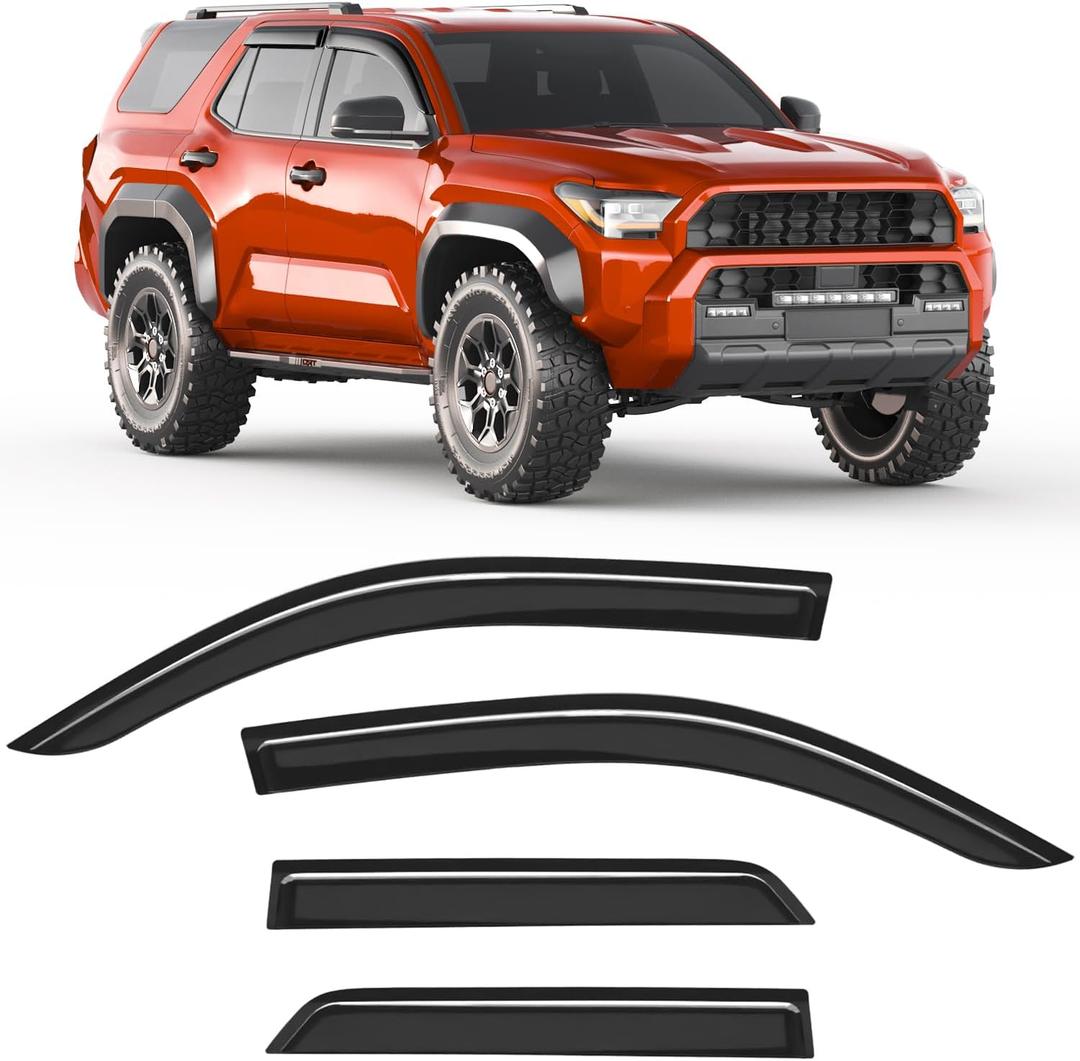 Tape-on Rain Guards Fit for Toyota 4Runner 2025 2026 Extra-Thick Window Rain Guard Window Deflectors Window Vent Visors Vent Shades Exterior Car Accessories-4PCS