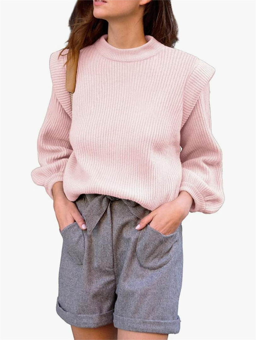 PRETTYGARDEN Fall Sweaters for Women 2025 Long Sleeve Crewneck Blouses Dressy Casual Ribbed Striped Knit Pullover Jumper Tops S