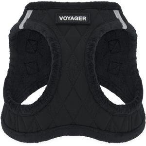 Best Pet Supplies - All Weather Mesh / Plush, Reflective, No Pull Harness for Small, Medium Dogs, Cats - Secure with Hook & Loop Fastener, Buckle, Double D-Rings - Black Plush, M (M (Chest: 16 - 18"))