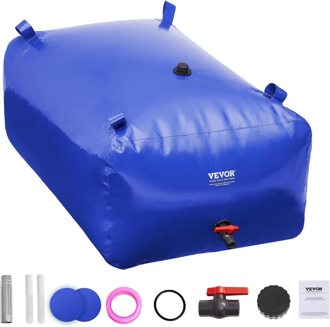 VEVOR 400L/105.7Gallon Water Storage Bladder, RV Water Tank, 1000D Blue PVC Collapsible Water Storage Containers, Large Capacity Soft Water Bag, Portable Water Bladder,Garden Irrigation, Camping