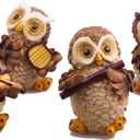 Owl Decor Statue, Home Office Ornaments, Cute Owl Figurines for Home Decoration, Great Owl Gifts for Women, Boys, Girls (Pack of 4)