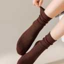 DOKUTOKU Womens Crew Socks Size 7-9 Cotton Cute Long Fall Workout Casual Socks 6 Pack (Multicolor-3 Pairs)