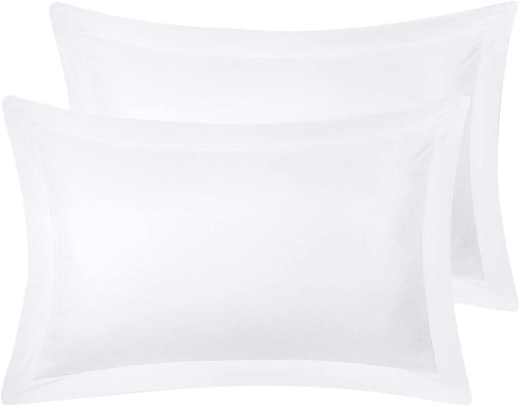 Queen Pillow Sham 600TC 100% Egyptian Cotton Pillow Cover Set of Two 600 Thread Count Cotton Pillow Sham Queen Size 20 X 30 Inch Soft White Solid