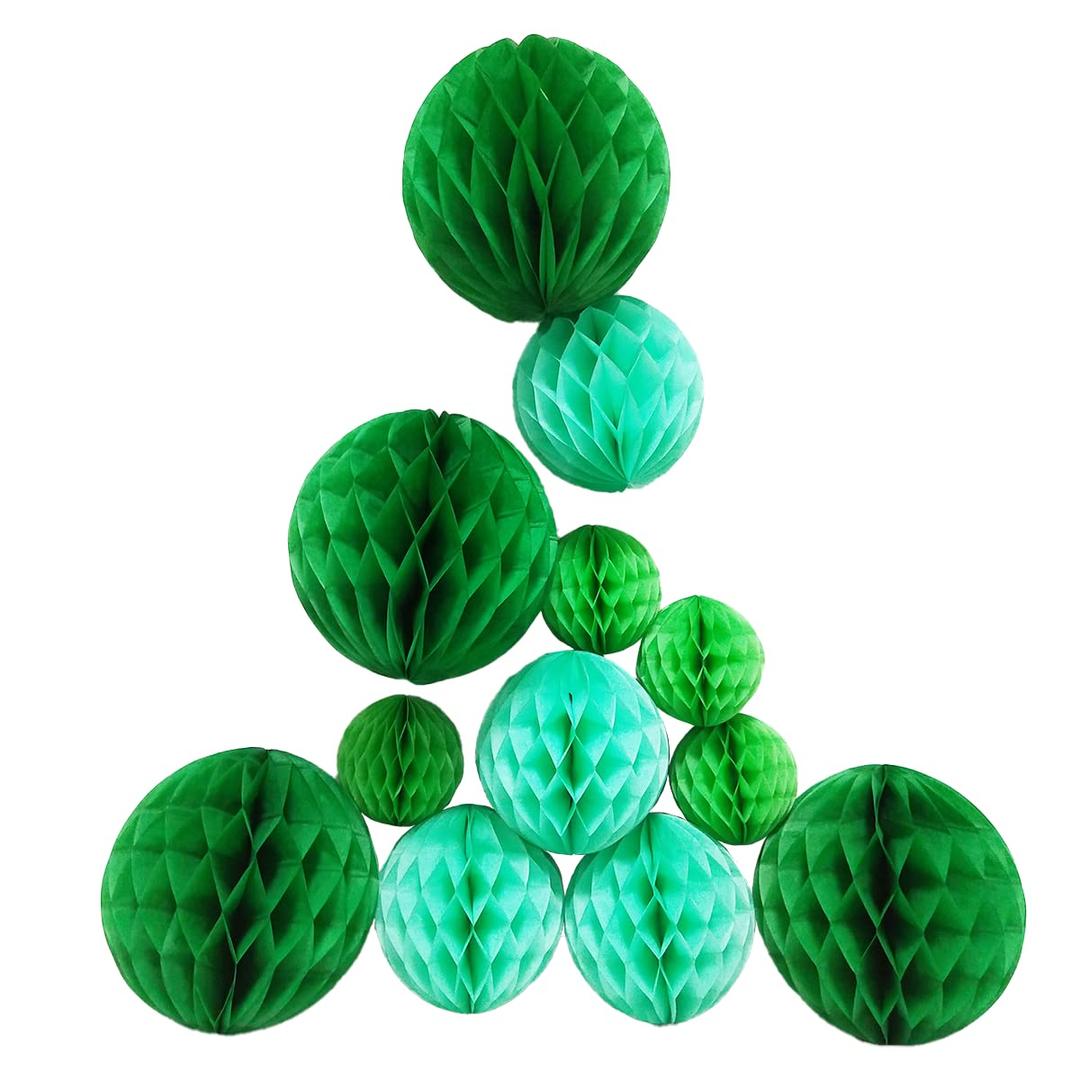 Honeycomb Balls Party Decorations 12 Pieces4 6" 8" Tissue Paper Pom Poms Flower Balls for Birthday Wedding Party Baby Shower Nursery Wall Decor (12 Pieces 4" 6" 8" Grass Green,Green,Dark Green)