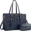 LOVEVOOK Laptop Bag for Women Vintage Leather Work Tote 15.6 inch Large Capacity Computer bag with Clutch Purse for Office, Travel, Casual