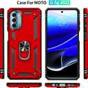 for Motorola G 5G 2022 Case with Screen Protector,Ring Kickstand Heavy Duty Dual Layer Shockproof Military Grade Drop Proof Soft Touch Cover for Motorola G 5G 2022 Phone Case (Red)