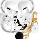 Coralogo for Apple for Airpods Pro 1/2 Case - Women Girls Cute Girly Kawaii for Airpods Pro 2nd Generation Case Cover Glitter Liquid Sparkle Cat Hard Shell Keychain Funda Estuche Forro