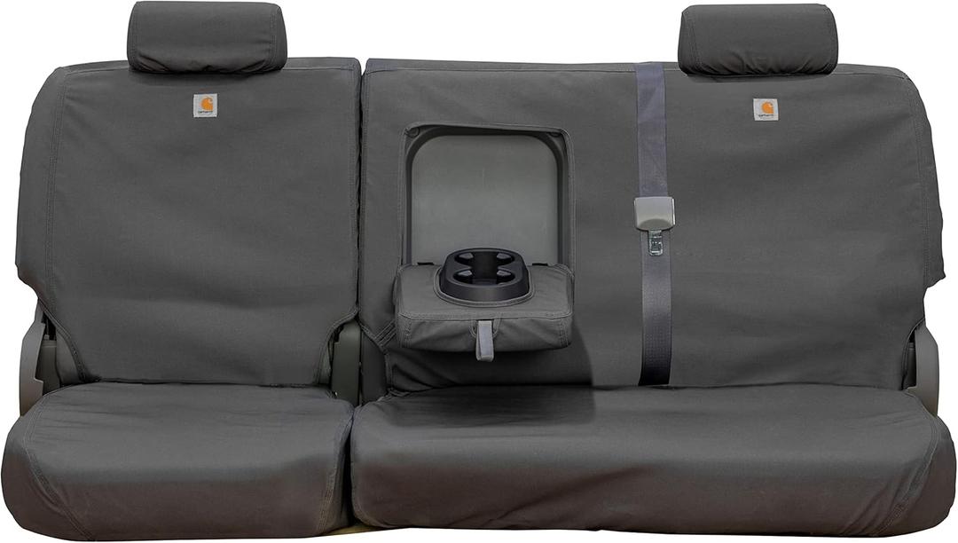 Covercraft Carhartt SeatSaver Custom Seat Covers | Fits 2007-2013 Chevrolet Silverado/GMC Sierra 1500 & 2007-2014 2500/3500 Crew Cab | 2nd Row 60/40 Bench Seat, Duck Weave Gravel