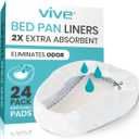 Vive Bedpan Liners for Men and Women with 24 Disposable Absorbent Pads - HSA/FSA Eligible Bed Pan for Elderly Females & Men - Value Pack 24 Count Universal Fit - Neutralize and Reduces Odor (24 Pack)