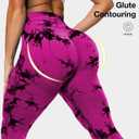 JGS1996 Tie Dye Leggings for Women Tummy Control High Waisted Scrunch Butt Lifting Seamless Workout Yoga Pants (Purple, XL)
