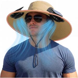 Zaximap Solar Fan Hat with Steel Brim for Men Women UPF 50+ Garden Outdoor Fishing Beach Essential