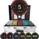 1000 Piece Poker Chip Set with 11.5g Heavyweight Composite Chips and Aluminum Case for Texas Holdem Blackjack Gambling Tournaments Includes Denominations Playing Cards and Dealer Buttons