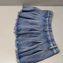 Women's Y2K Low Waist Pleated Denim Skirt Zipper Raw Hem Mini Skirt Casual Ruffle Jean Skirt (Medium)