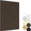 LazBlinds No Tools No Drill Cordless Cellular Shades, Blackout Honeycomb Shades Room Darkening Pleated Blinds for Window Size 33" W x 72" H, Dark Coffee