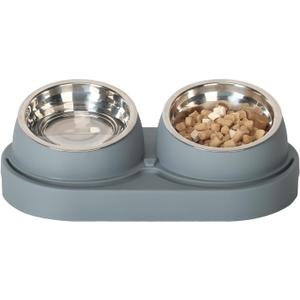 SAROSORA Cat Feeder Stainless Steel Bowl, Pet Food and Water Bowl Dishes, Easy to Clean