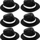 Jiuguva 6 Pcs Gangster Hat Plastic Gentlemen Hats Gangster Costume for Adult 1920s Accessories Party Decorations Men Women