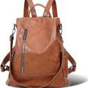 Women Backpack Purse PU Leather Anti-theft Casual Shoulder Bag Fashion Ladies Satchel Bags Brown, Medium
