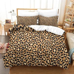 Leopard Comforter Set Animal Print Cheetah Bedding 3 Piece Golden Comfortable Comforter, Pillow 20x29, Cover 90x86