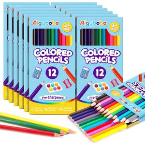 144 Count Colored Pencils for Kids, 12 Pack Colored Pencils Bulk in 12 Vibrant Colors, Pre-sharpened Color Pencil, Bulk School Supplies for Teachers, Classroom Prizes, Art Supplies for Adults