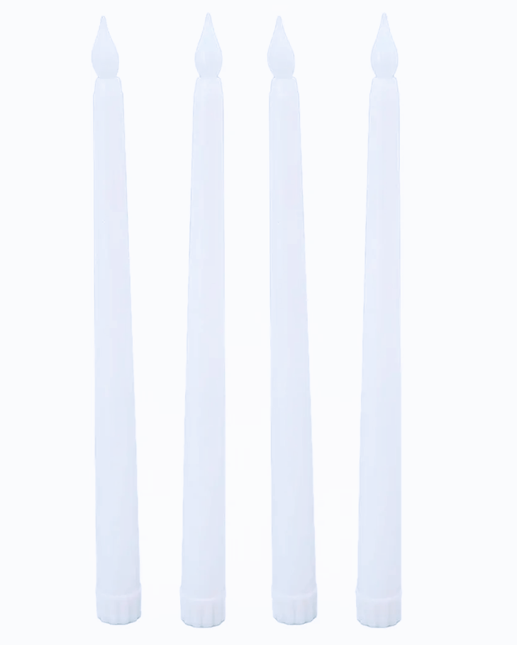 Garosa 72Pcs 10 Inch Flameless Taper Candles LED Candles Light Electric LED Taper Candle Warm Light for Christmas Holiday Wedding Birthday (White)