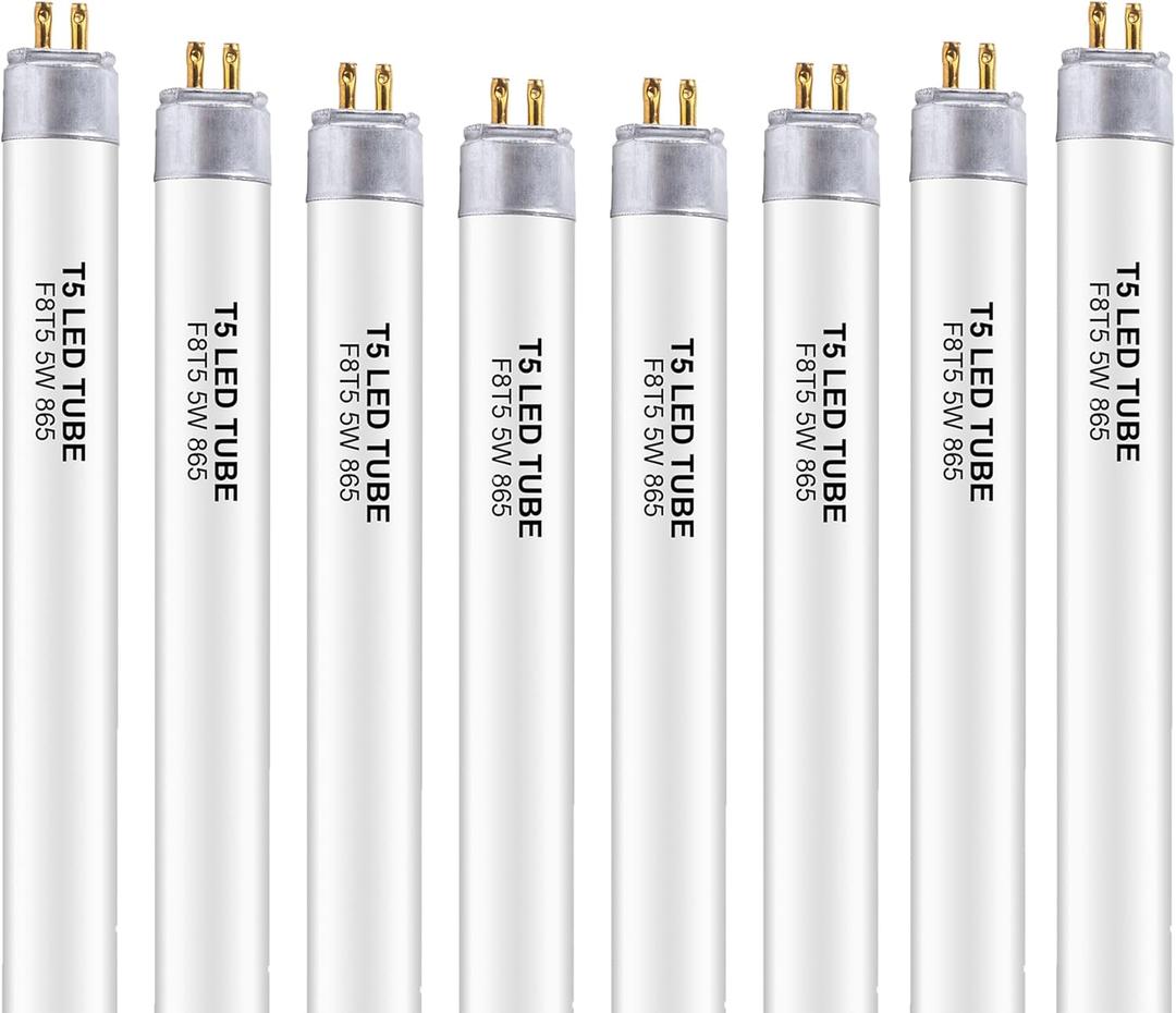 8 Pack 12 Inch F8T5/DL LED Replacement Bulbs, 6500K Daylight, T5 LED 5 Watts Replace Bulb with LED, Replacement Tube for Counter and Cabinet Fixture