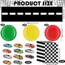 73 Pcs Race Car Party Supplies Set Include Paper Plates Checkered Placemats Road Table Runner and Mini Race Car Racing Birthday Party Decorations for Racing Track Celebrations