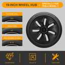Tesla Model Y Wheel Covers 20202024, Full Fit Hubcaps with Left-Right Aero Symmetry, Matte Black ABS+PC, Reduced Wind Drag, Snap-On Install, Includes Tire Repair Kit (19 Inch 7-Spoke)