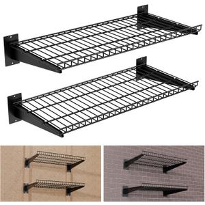 Garage Wall Shelving 24"x12" 2-Pack, Wire Wall Shelves, Black