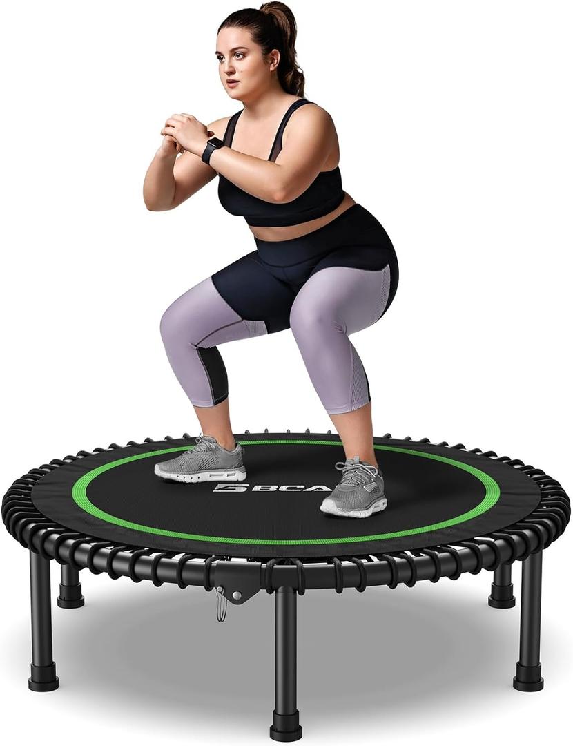 BCAN Foldable Mini Trampoline, 40" Fitness Trampoline with Durable Bungees, Stable & Quiet Exercise Rebounder for Adults,Great Mini Trampoline for Indoor/Garden Workout - 2