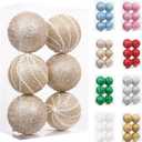 6PCS Christmas Ball Ornaments Sequin Shatterproof Christmas Tree Ornaments DecorativeHanging Pearl Balls for Xmas Trees,Holiday Party(10cm/3.94") (Champagne)