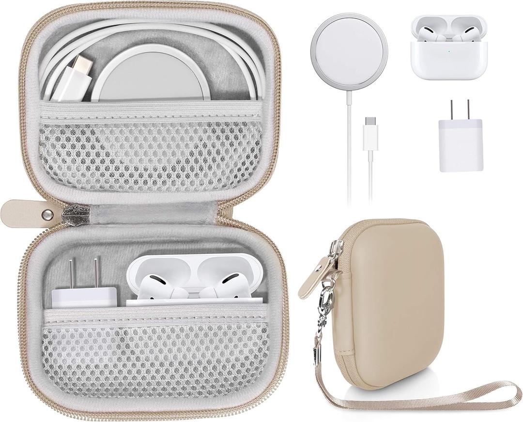 CaseSack All-in-One Case for iPhone MagSafe Charger & Battery Pack, Storage for Accessories/Power Adapter/Charge Cable/Docks, Compatible with AirPods 4/ Pro 3/2/ 1 (Gold)