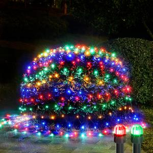WBao Christmas Lights Outdoor 200LED F8 Big Bulbs, 8.4ft x 5.2ft Christmas Bushes Lights with 8 Modes, Timer, End to End Connectable, Waterproof for Lawn, Bushes Outdoor Xmas Decorations, Multicolor (Plug in)