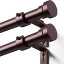 YaFex Curtain Rods 2 Pack 32-118 Inch, Heavy Duty 1 Inch Curtain Rod, Bronze Long Adjustable Window Treatment Rods,Modern Design, Easy Installation