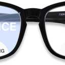 OPTOFENDY Bifocal Reading Glasses for Women Men, Square Clear Top Blue Light Blocking Computer Readers (Bright Black)