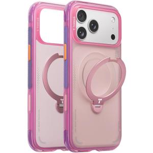 TORRAS Ostand Q3 Air for iPhone 17 Pro Max Case with 360 Magnetic Stand, Fit for MagSafe, Mil-Grade Drop Tested, Camera Control Button, Shockproof Phone Case for iPhone 17 Pro Max 6.9", Neon Pink