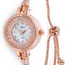 O.M.J Women Quartz Watch Bracelet Watches with Crystals Waterproof Analog Fashion Luxury Dress Wristwatch for Women Wife Birthday Christmas Gifts,Rose Gold