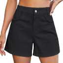 Luvamia Jean Shorts for Women Trendy Wide Leg Mid Thigh Casual Summer Stretchy Denim Shorts Jorts with Braided Pockets, M
