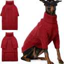 ASENKU Extra-Large Dog Sweater, Dog Sweaters for Extra Large Dogs, Pet Sweatshirt Apparel Turtleneck Pullover Winter for Doberman, Great Dane (Red, 4XL)