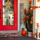 Thanksgiving Fall Door Hanger Basket Wreath Orange Sunflower Wreath, Artificial Autumn Sunflower Wreaths with Flower Mixed Leaves for Front Door Indoor Outdoor Decor Farmhouse Harvest Orange Wreaths