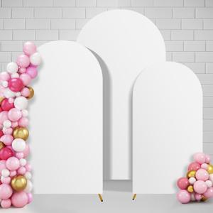 3 Pcs Arch Backdrop Cover (6FT+6.6FT+7.2FT), Stretchy Balloon Arch Cover, Decorative Wedding Arch Cover, White Backdrop Cover for Party, Ceremony, Baby Shower